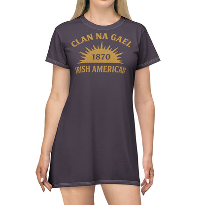 "Clan na Gael - Irish American", T-Shirt Dress (Purple Verbena)