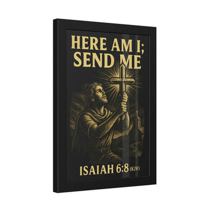 "Isaiah 6:8 (KJV)", Framed Paper Poster (Shadow Black)
