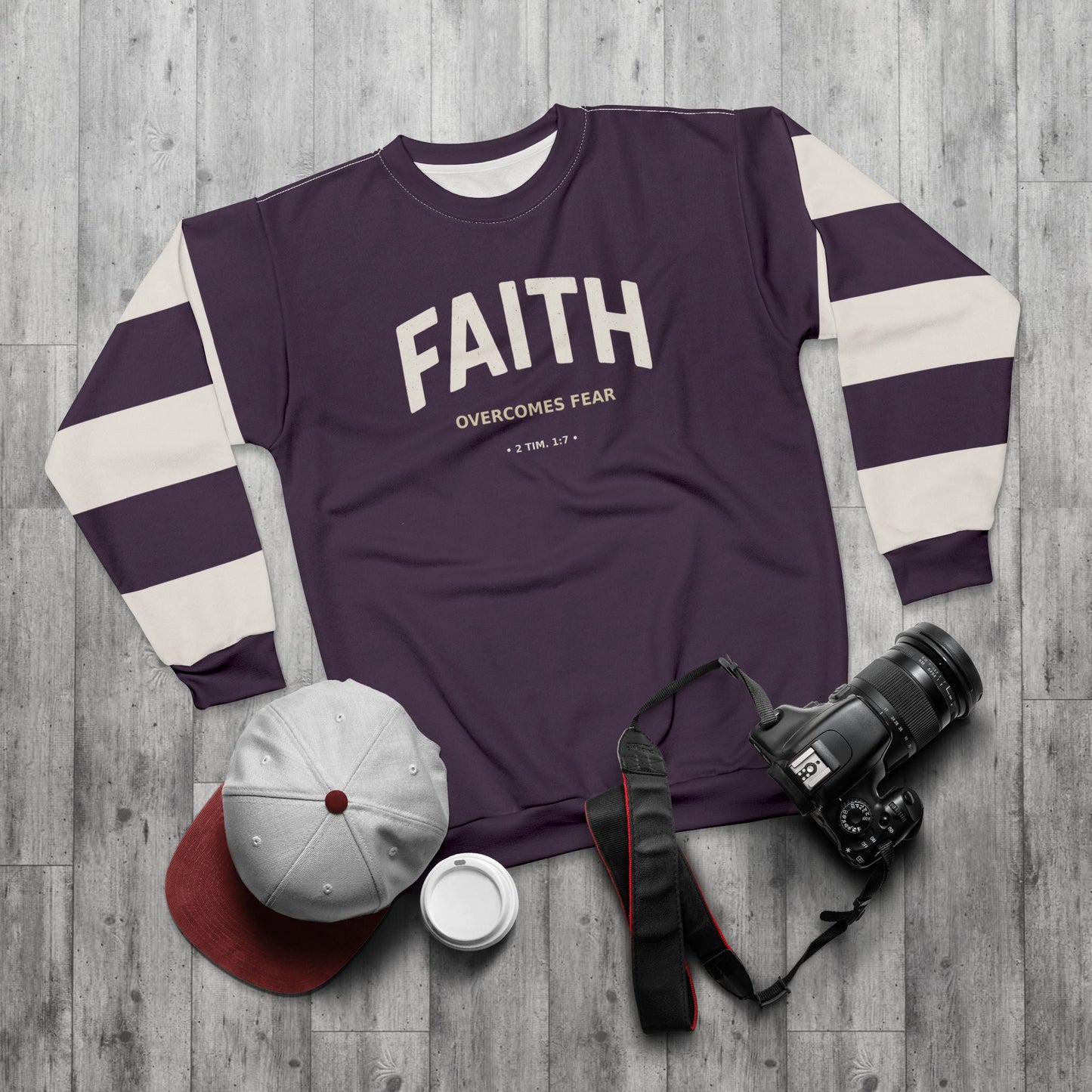 "Faith Overcomes Fear", Unisex Sweatshirt (Purple Nights)