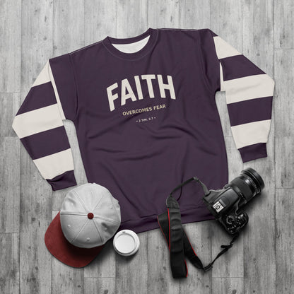 "Faith Overcomes Fear", Unisex Sweatshirt (Purple Nights)