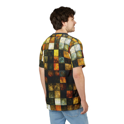 "Wood Block Pattern" #01, Fine Art Unisex T-Shirt (Dark Dùn Grey Collar)