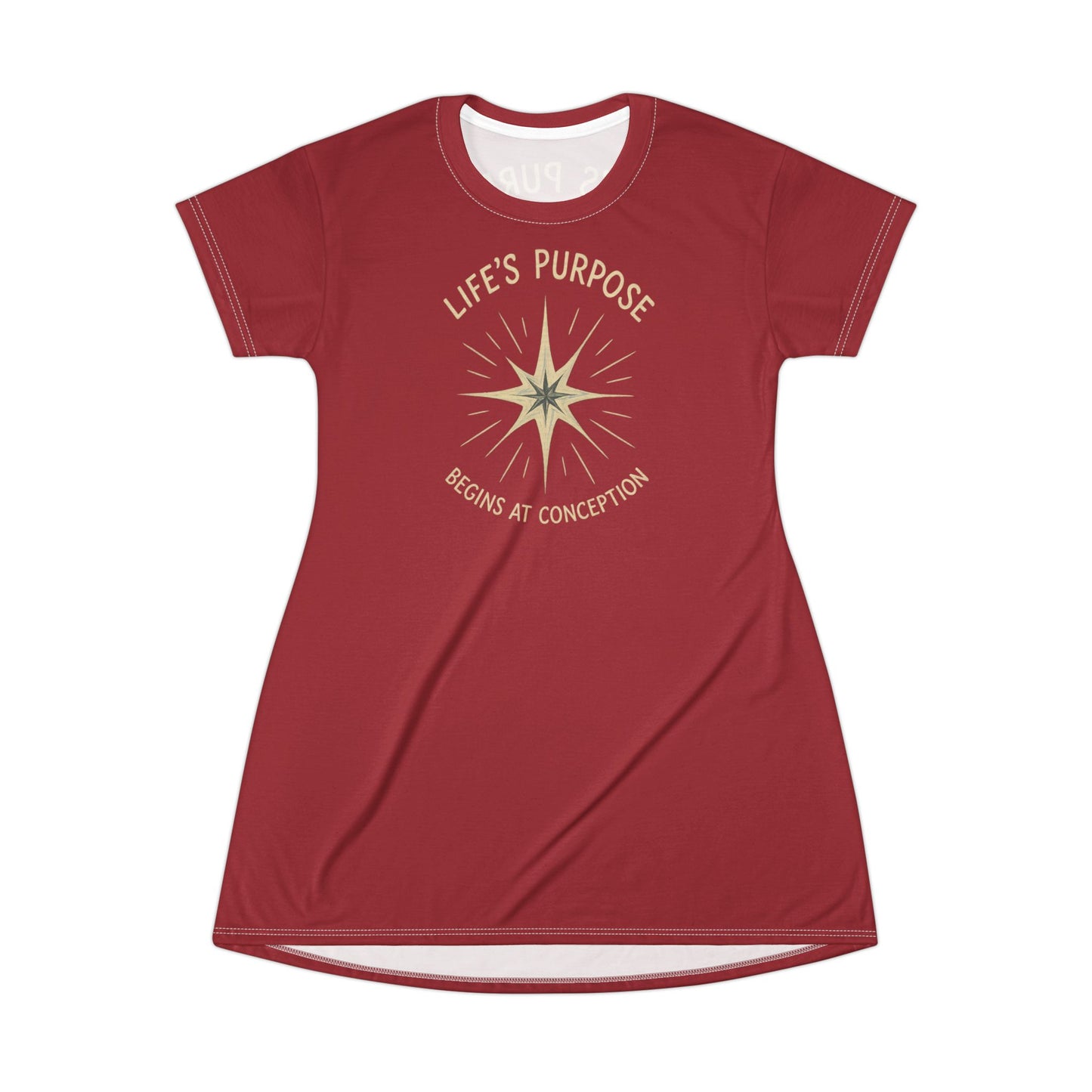 "Life's Purpose Begins at Conception #02", T-Shirt Dress (Cherry Red)