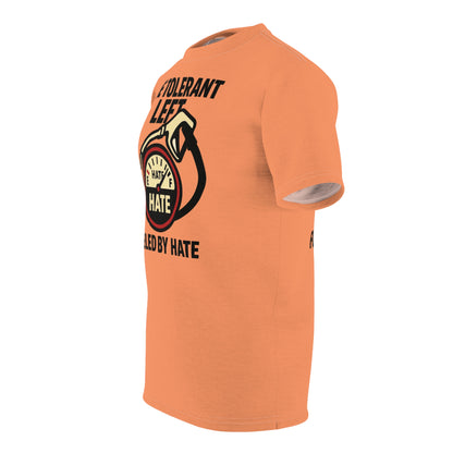 "The Tolerant Left", Unisex T-shirt (Atomic Tangerine)