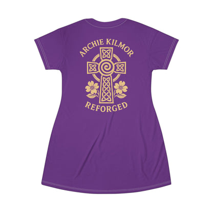 "Archie Kilmor Cross - Reforged" #01, Wearable Art T-Shirt Dress (Vesper Violet)