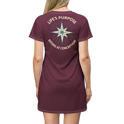 "Life's Purpose Begins at Conception #01", T-Shirt Dress (Miriam the Prophetess)