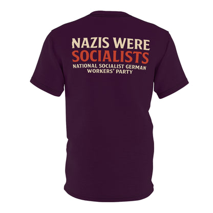 "Nazis were Socialists", Unisex T-shirt (Synallactida Purple)