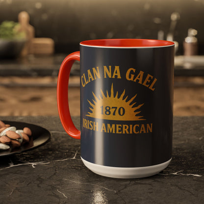 "Clan na Gael - Irish American", Colorful Mugs (11oz, 15oz) (Blue Burka Grey)