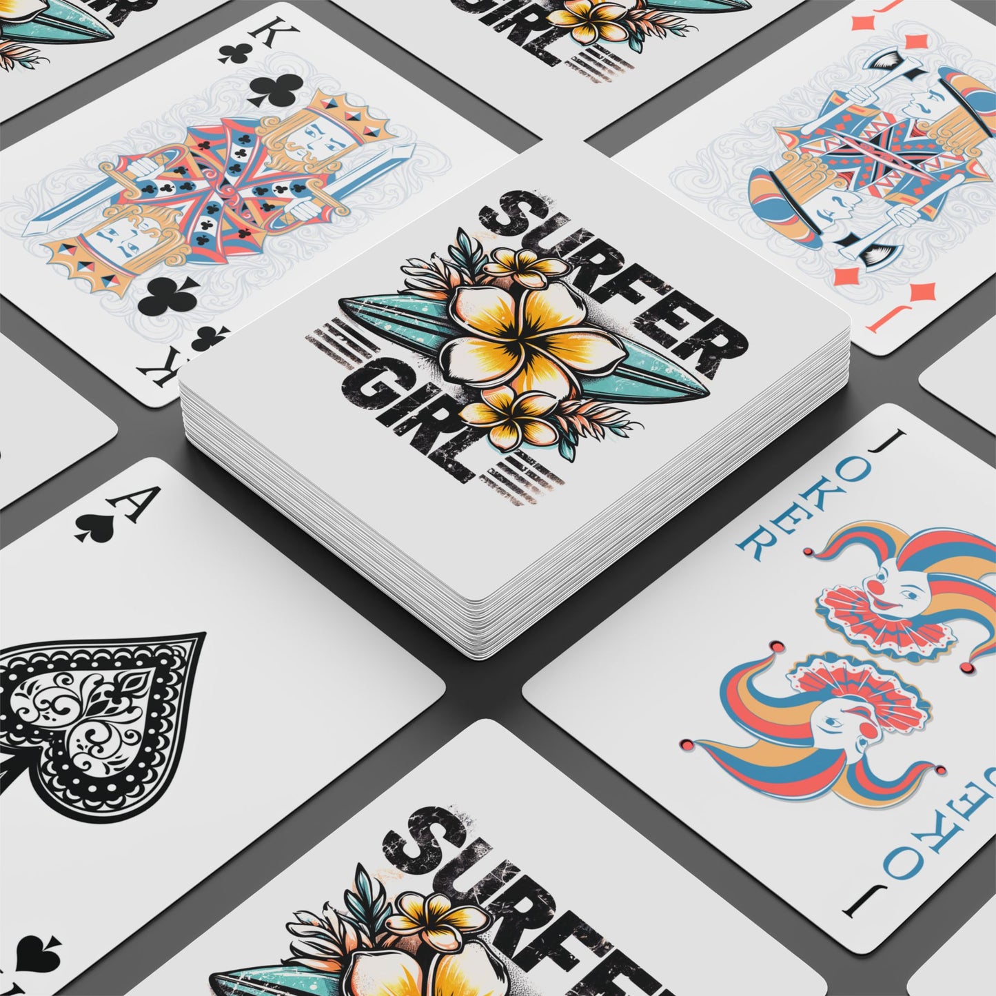 "Surfer Girl" #01, Cultural Playing Cards (Linen White)