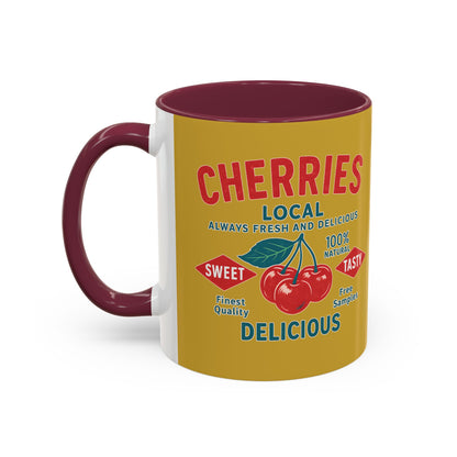 "Delicious Cherries", Colorful Mugs (11oz, 15oz) (Forgelight Gold)