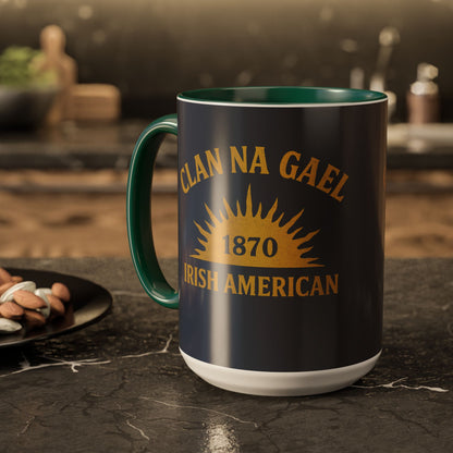 "Clan na Gael - Irish American", Colorful Mugs (11oz, 15oz) (Blue Burka Grey)