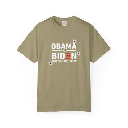 "Obama & Biden Shot President Trump", Unisex Black T-shirt