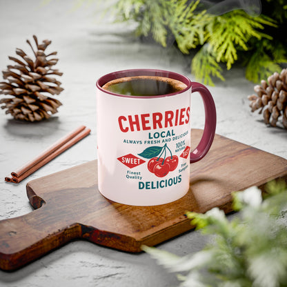 "Delicious Cherries", Colorful Mugs (11oz, 15oz) (Sea Salt Sherbet)