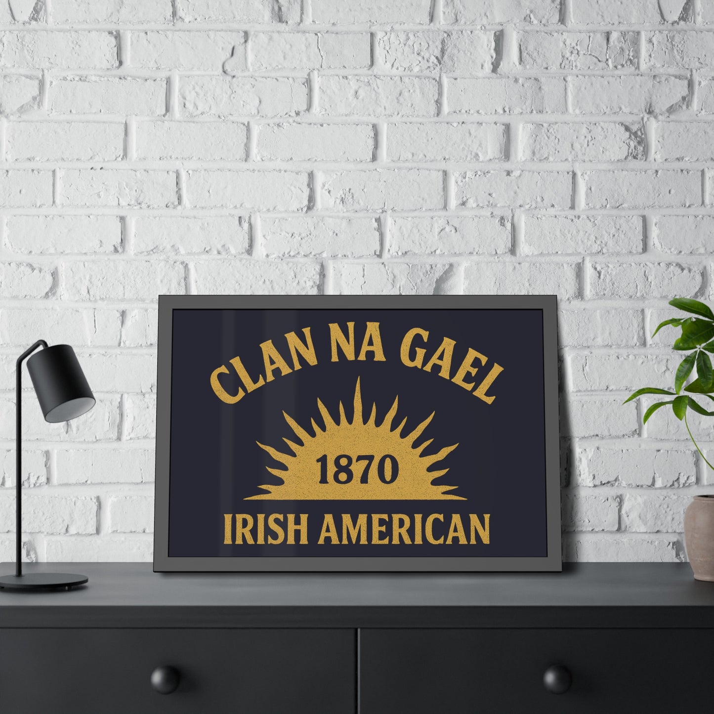 "Clan na Gael - Irish American", Framed Paper Poster (Black Rock Blue)