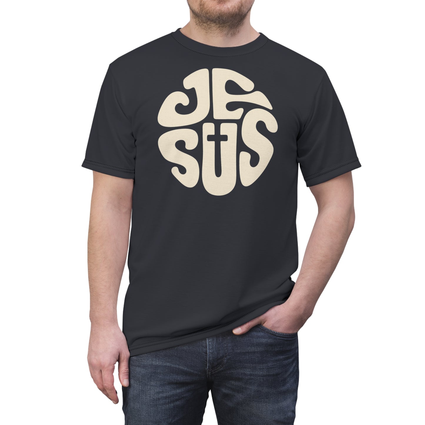 "Retro Jesus", Unisex T-shirt (Antarctic Deep)