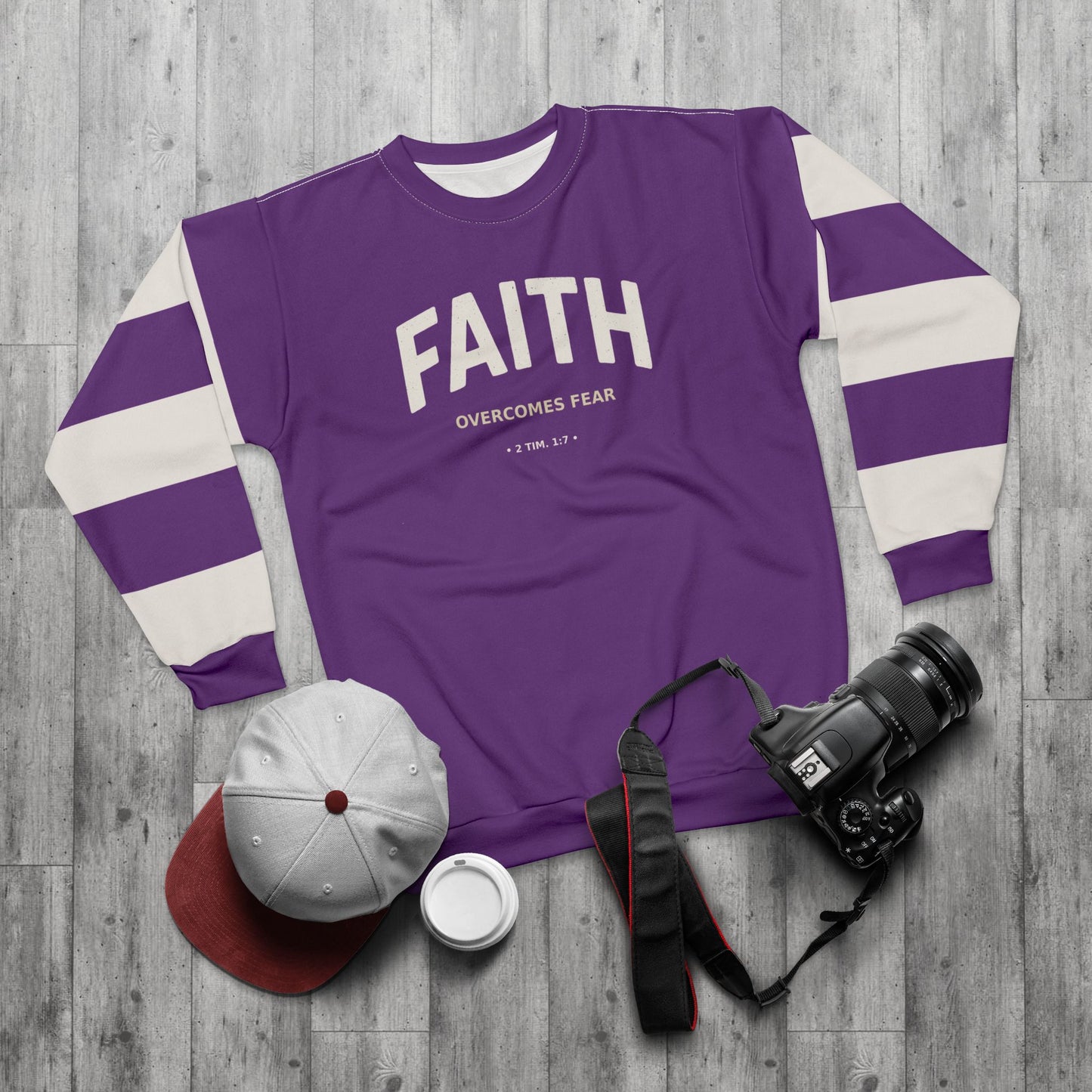 "Faith Overcomes Fear", Unisex Sweatshirt (Jacaranda Midnight)