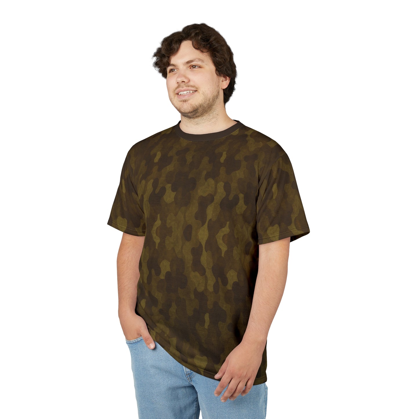 "Swamp Recon Camouflage", Unisex Tee (Swamp Brown Collar)