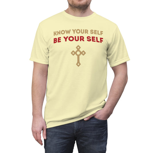 "Know Your Self", Unisex T-shirt (Primrose Light)