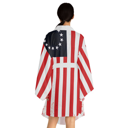 "Betsy Ross Flag", Long Sleeve Kimono Robe