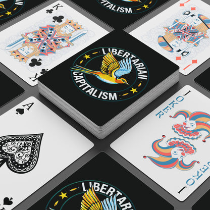 "Libertarian-Capitalism",  Political Playing Cards (70's Black)