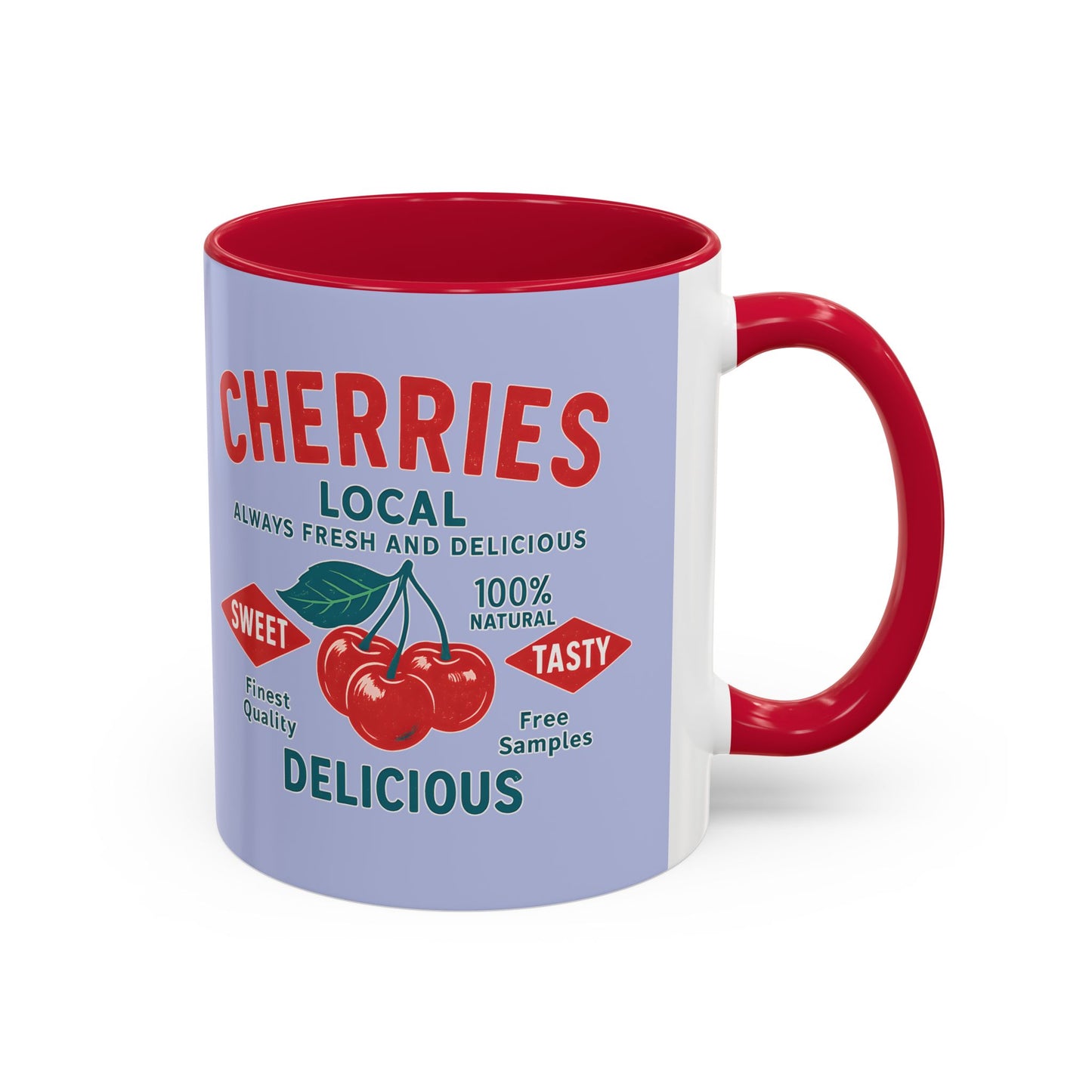 "Delicious Cherries", Colorful Mugs (11oz, 15oz) (Retro Periwinkle)