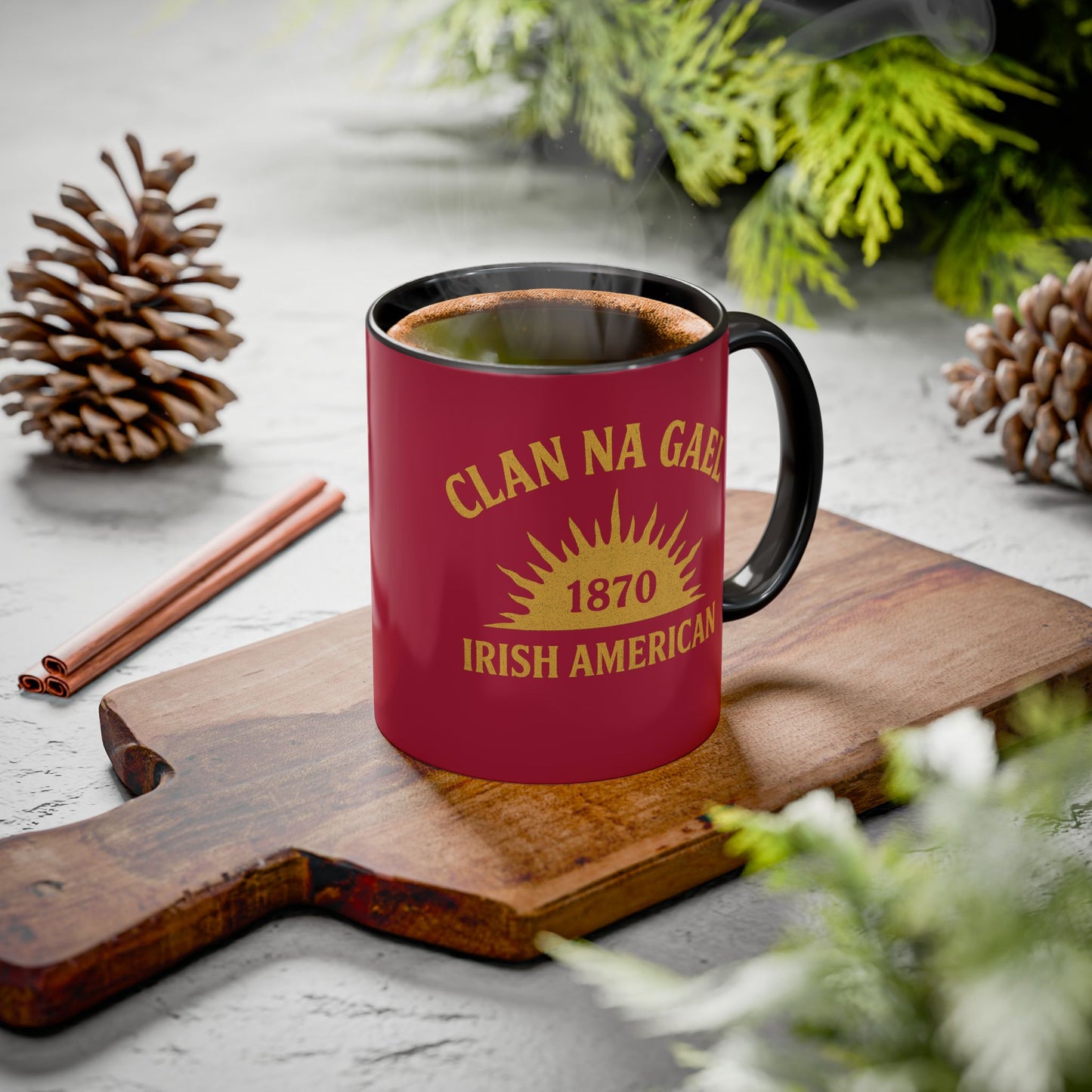 "Clan na Gael - Irish American", Colorful Mugs (11oz, 15oz) (Fénechas Red)