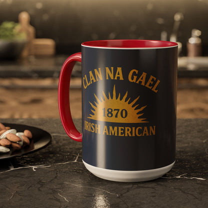 "Clan na Gael - Irish American", Colorful Mugs (11oz, 15oz) (Blue Burka Grey)