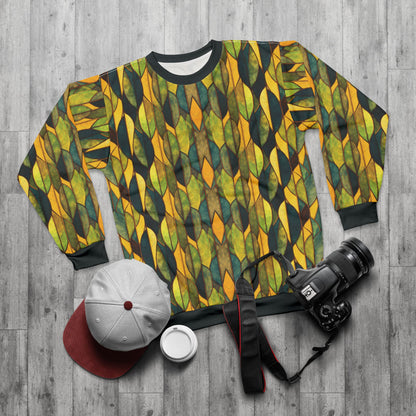 "Inner Grove", Unisex Sweatshirt (Eucalyptus Green Collar, Cuffs & Waistband)