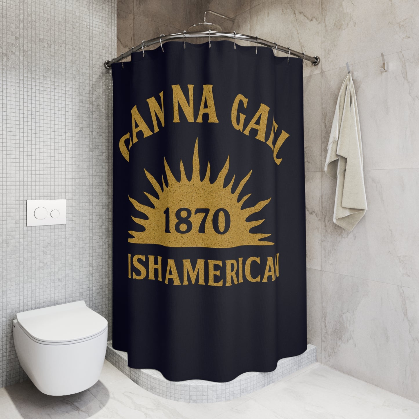 "Clan na Gael - Irish American", Shower Curtains (Black Rock Blue)
