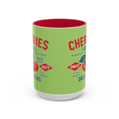 "Delicious Cherries", Colorful Mugs (11oz, 15oz) (Orchard Lime)
