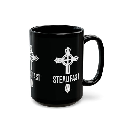 "Steadfast Cross", Black Mug (11oz & 15oz)