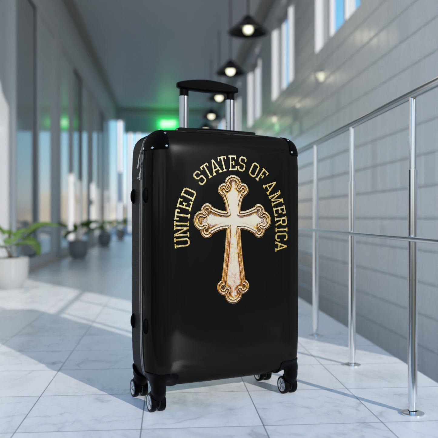 "USA Gold Cross" Suitcases (Black)
