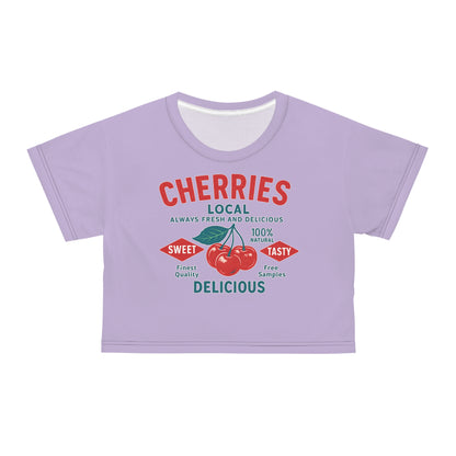 "Delicious Cherries", Crop Tee (Vintage Lilac)
