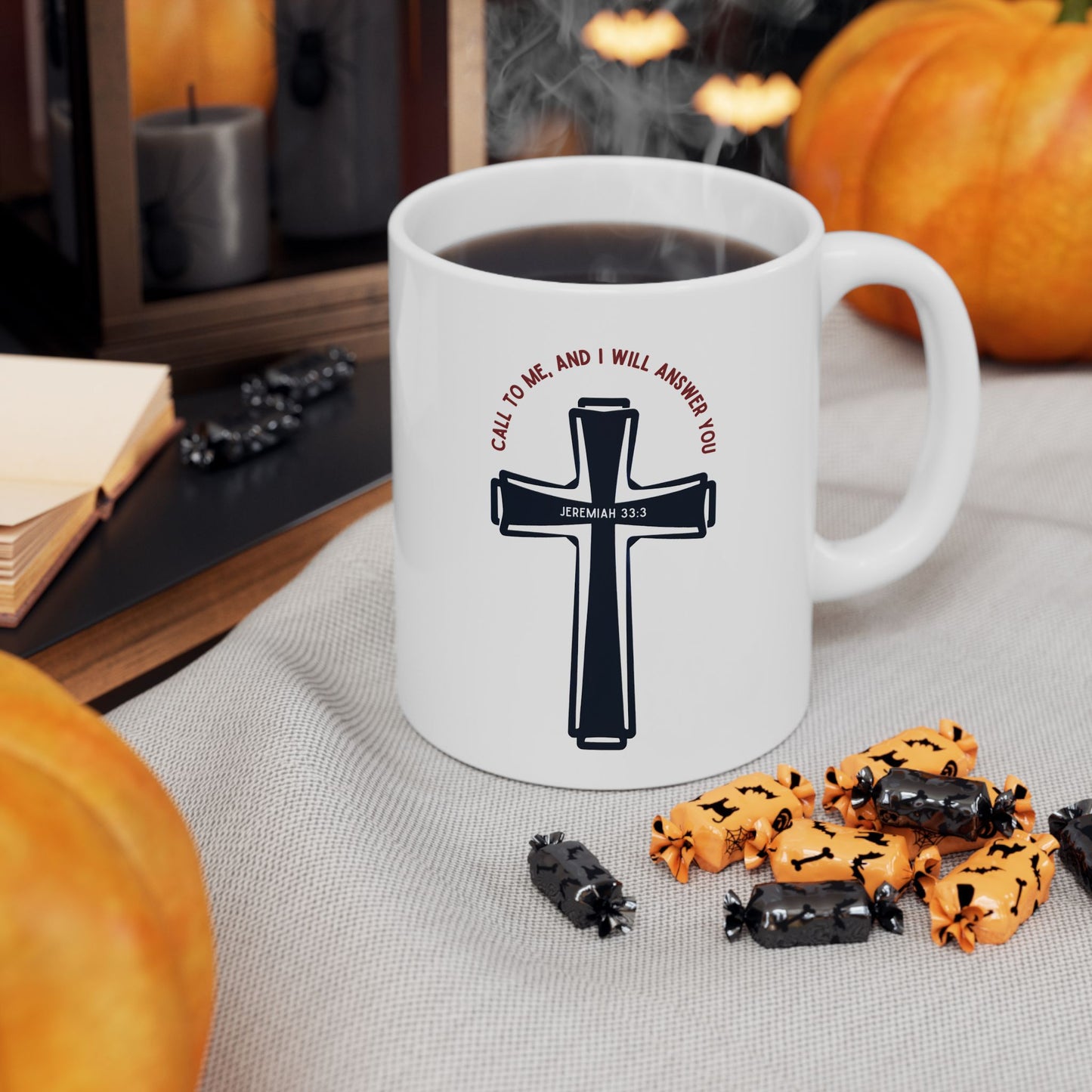 "Call to Me - Jeremiah 33:3" #01, White Mug (11oz & 15oz)
