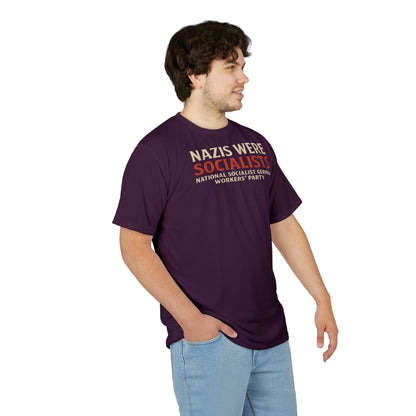 "Nazis were Socialists", Unisex T-shirt (Synallactida Purple)
