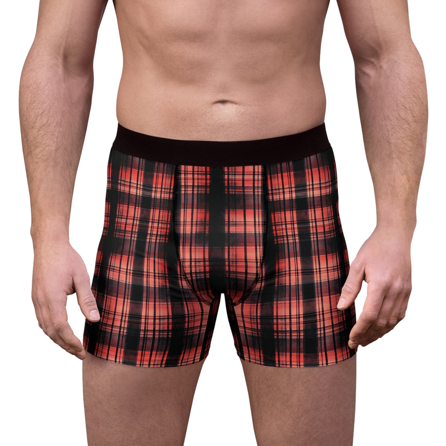 "Kin of Flame", Men's Boxer Briefs (Noir Black Waistband)