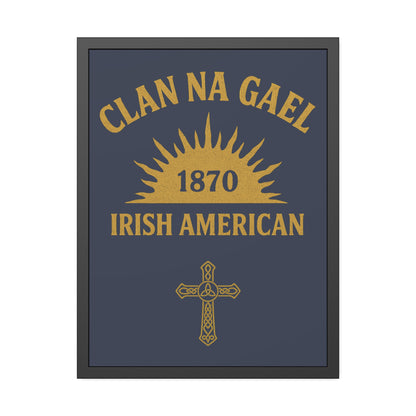 "Clan na Gael - Irish American", Framed Paper Poster (Blue Burka Grey)