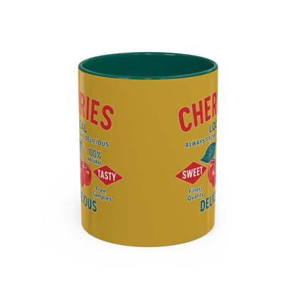 "Delicious Cherries", Colorful Mugs (11oz, 15oz) (Forgelight Gold)