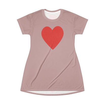 "Big Heart", T-Shirt Dress (Dusty Rose)