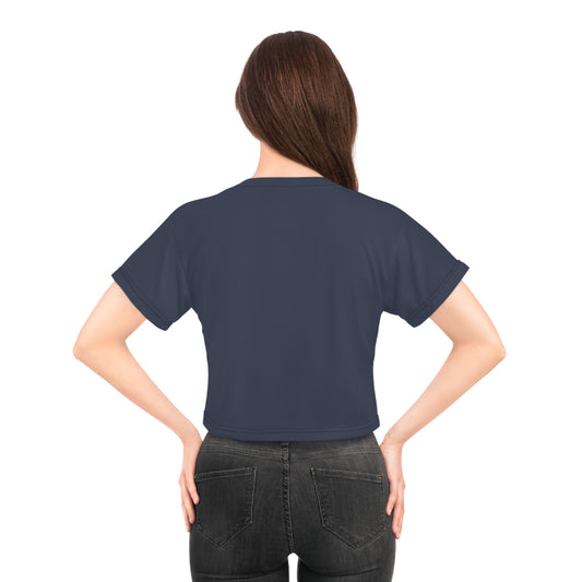 "Nazis were Socialists", Wearable Pattern Art Crop Tee (Burka Blue Grey)