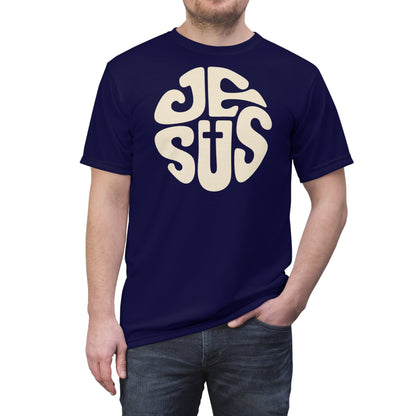 "Retro Jesus", Unisex T-shirt (Memorial Blue)