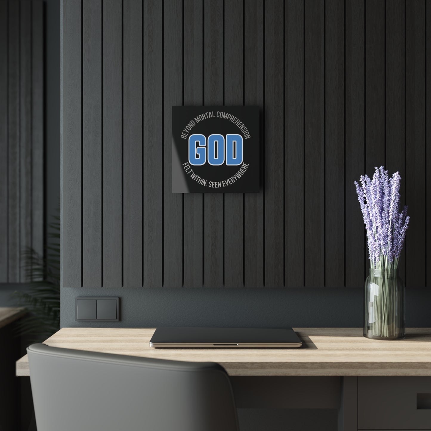 "GOD - Beyond Mortal Comprehension", Acrylic Wall Print (French Cleat Hanging) (Void Black)