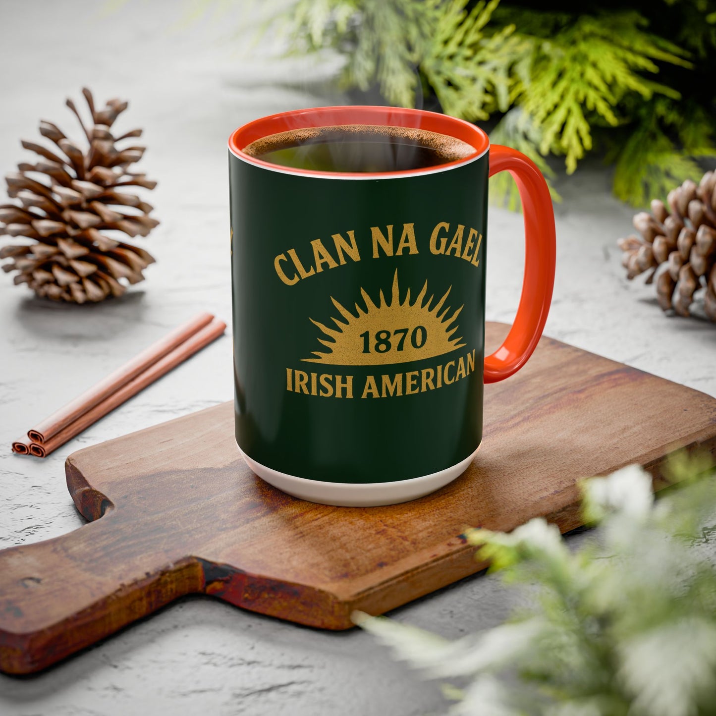 "Clan na Gael - Irish American", Colorful Mugs (11oz, 15oz) (Fenian Green)