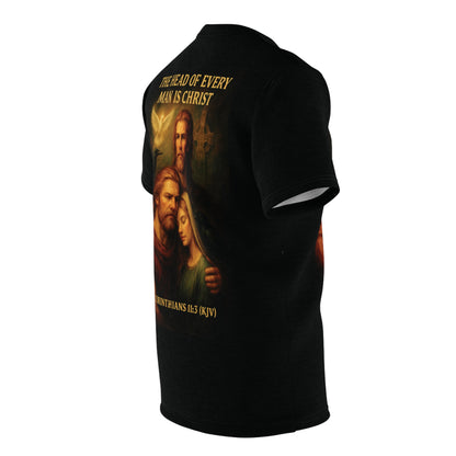 "1 Corinthians 11:3 (KJV)", Wearable Art Unisex T-shirt (Void Black)
