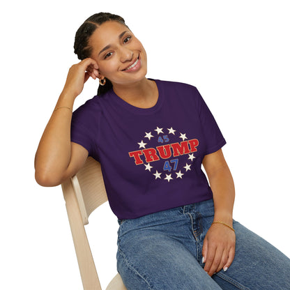 "Trump 45-47 Circle of Stars", Unisex Softstyle T-Shirt