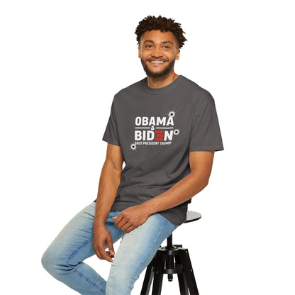"Obama & Biden Shot President Trump", Unisex Black T-shirt