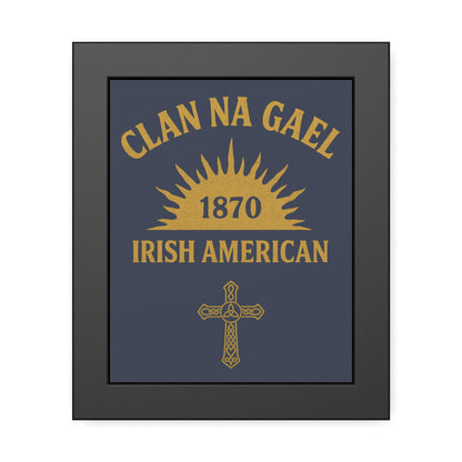 "Clan na Gael - Irish American", Framed Paper Poster (Blue Burka Grey)