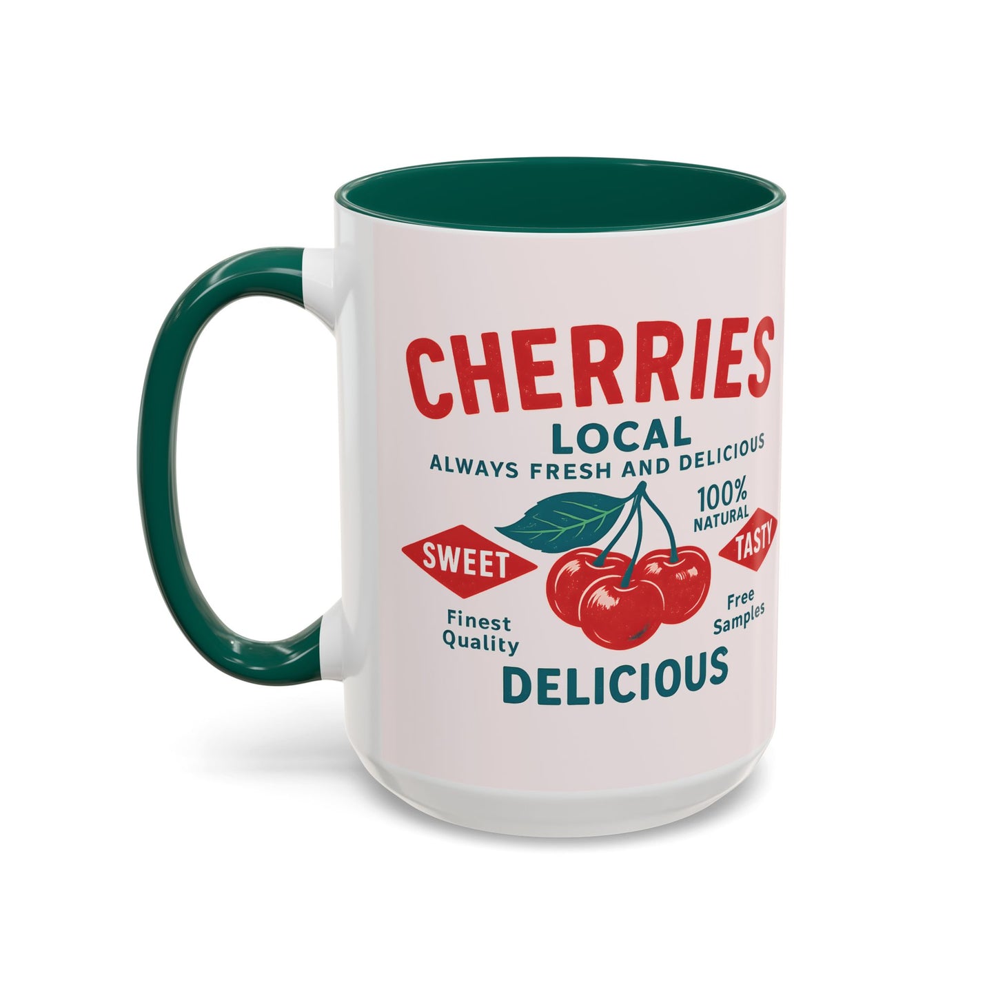 "Delicious Cherries", Colorful Mugs (11oz, 15oz) (Sea Salt Sherbet)