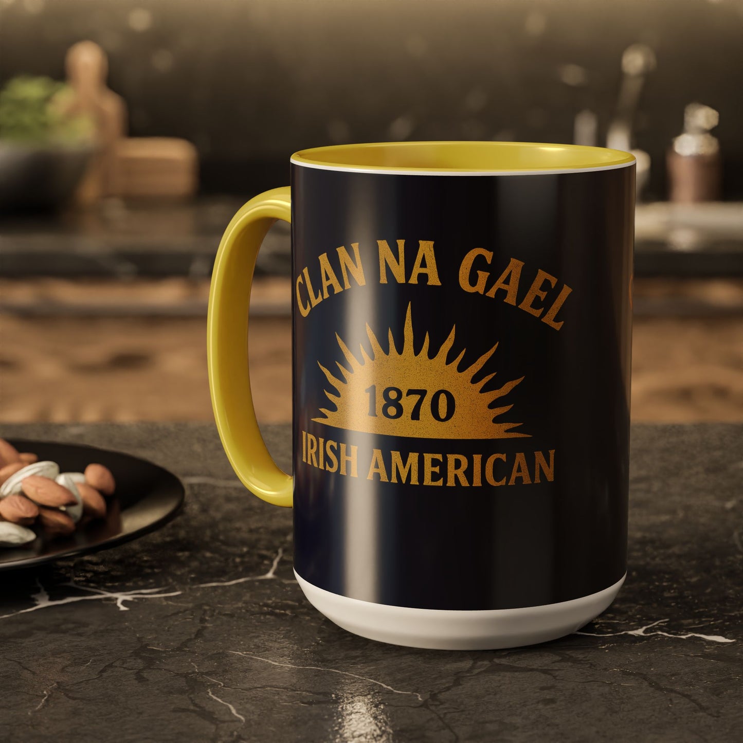 "Clan na Gael - Irish American", Colorful Mugs (11oz, 15oz) (Black Rock Blue)
