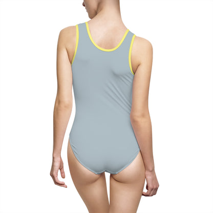 "Delicious Cherries", Women's Classic One-Piece Swimsuit (Washed Silver-Blue)