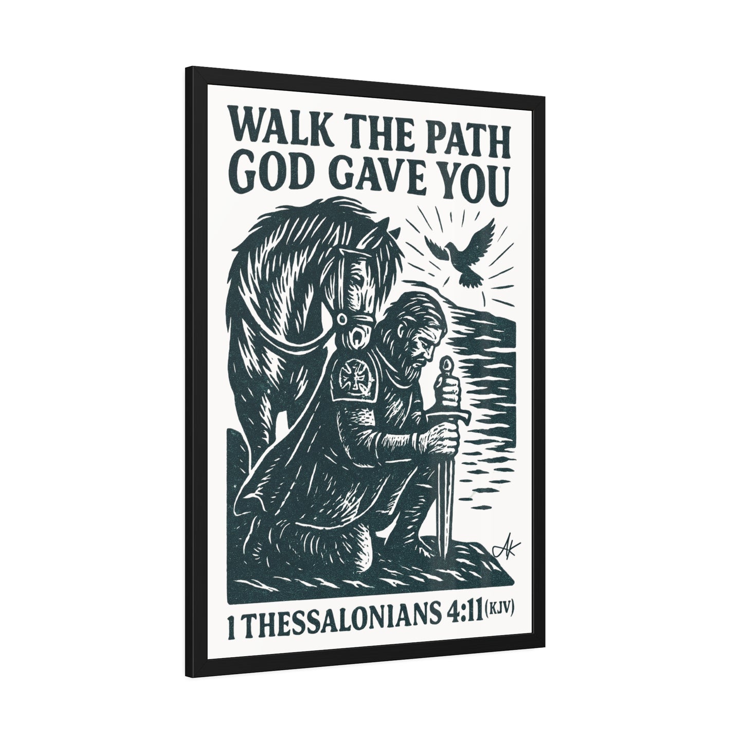 "1 Thessalonians 4:11 (KJV)", Framed Paper Poster (Porcelain White)